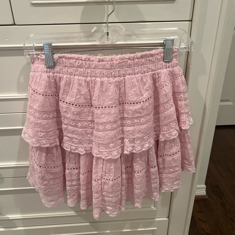 LoveShackFancy ruffle mini skirt pink